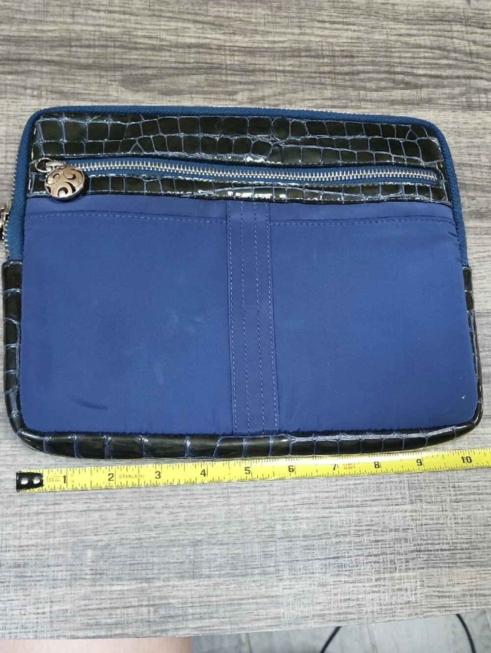 Brighton Laptop/tablet Blue Croc-Trim Zipper  Sleeve